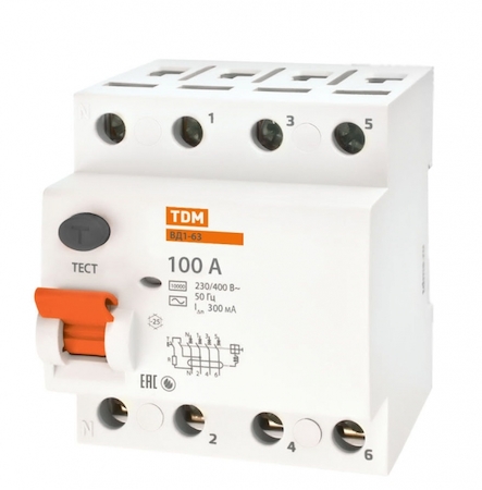 TDM ELECTRIC SQ0203-0049 Устройство защитного отключения ВД1-63 4Р 100А 300мА TDM